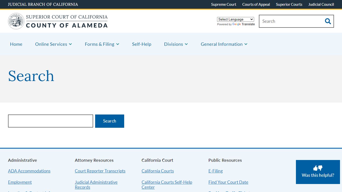 Search | Superior Court of California | County of Alameda